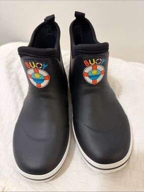 BUOY BOOTS Kids Black Waterproof Slip-On Rain Shoes